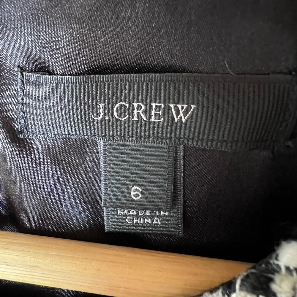 J Crew Dress Womens Size 6 Black & White Tweed Pleated Sheath Academia